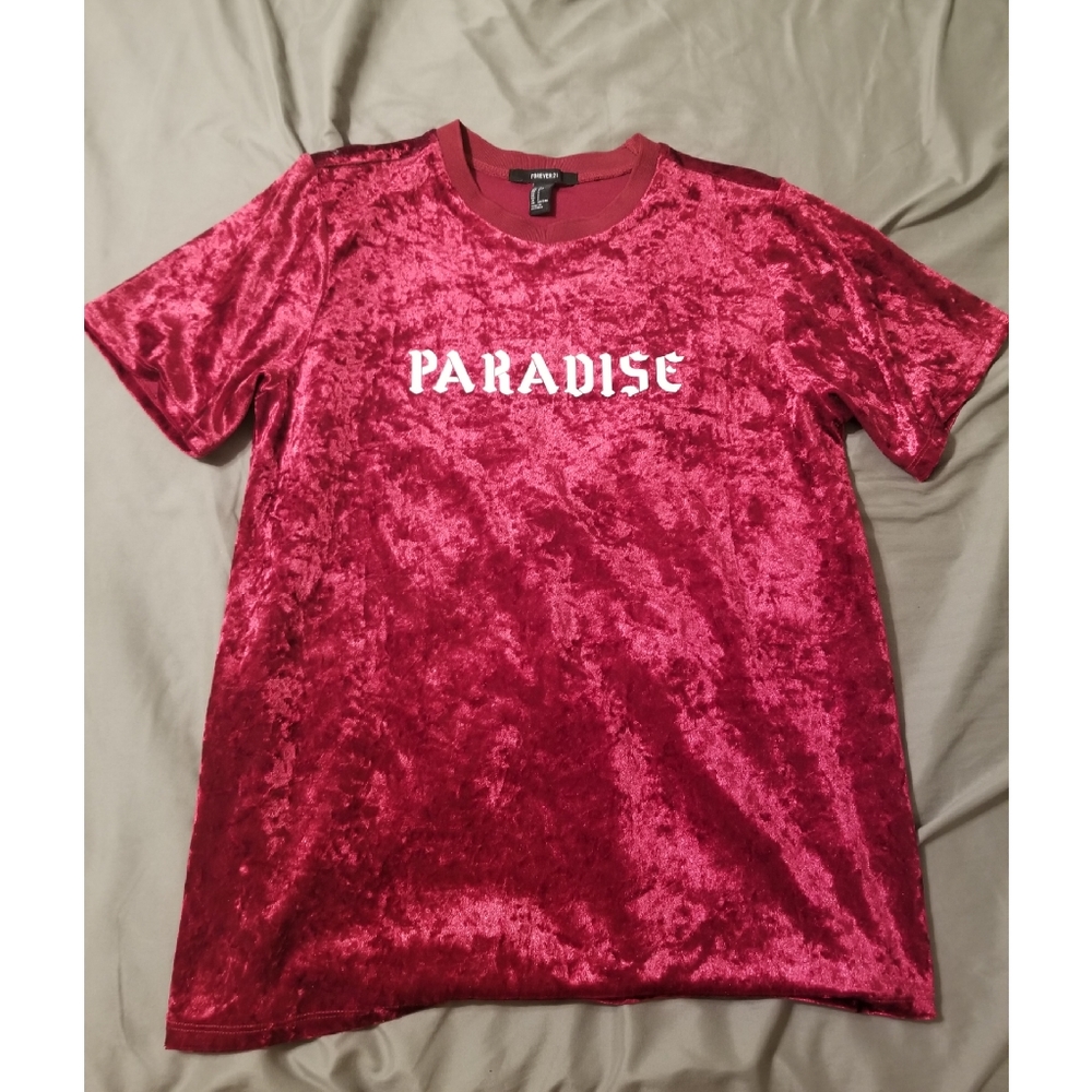 Faux suede "Paradise" t-shirt
